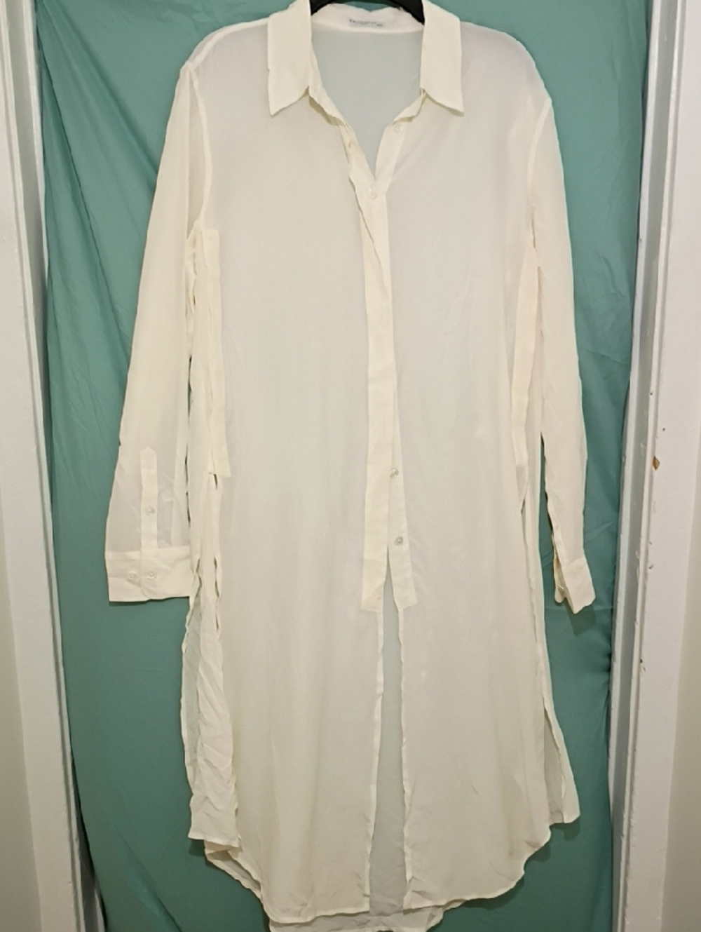 Equipment Cream Blouse with Label Detail